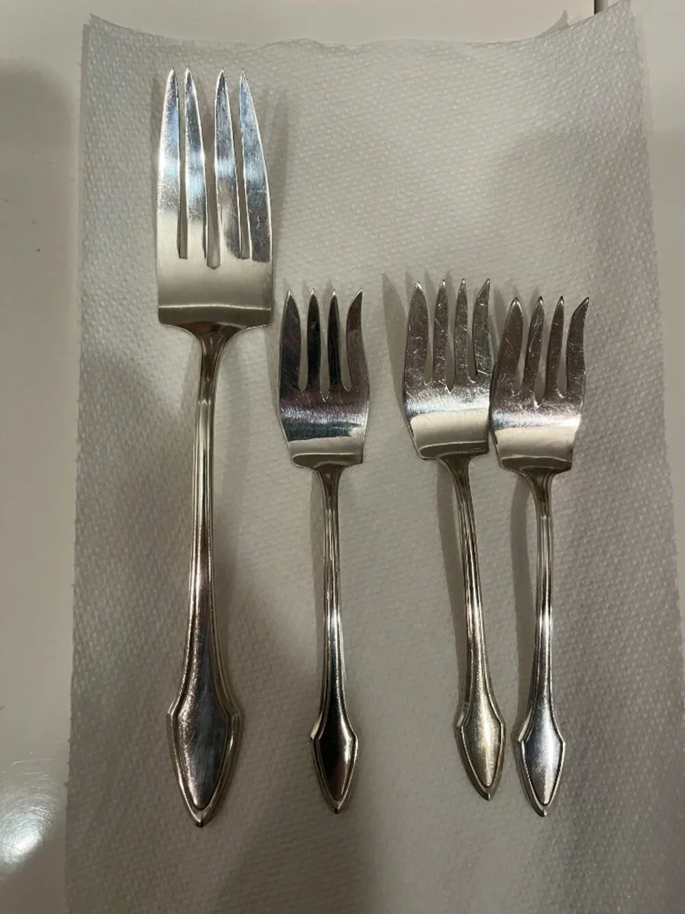 Vintage Alvin Molly Stark 1916 Silverplated Serving Fork and 3 Salad Forks